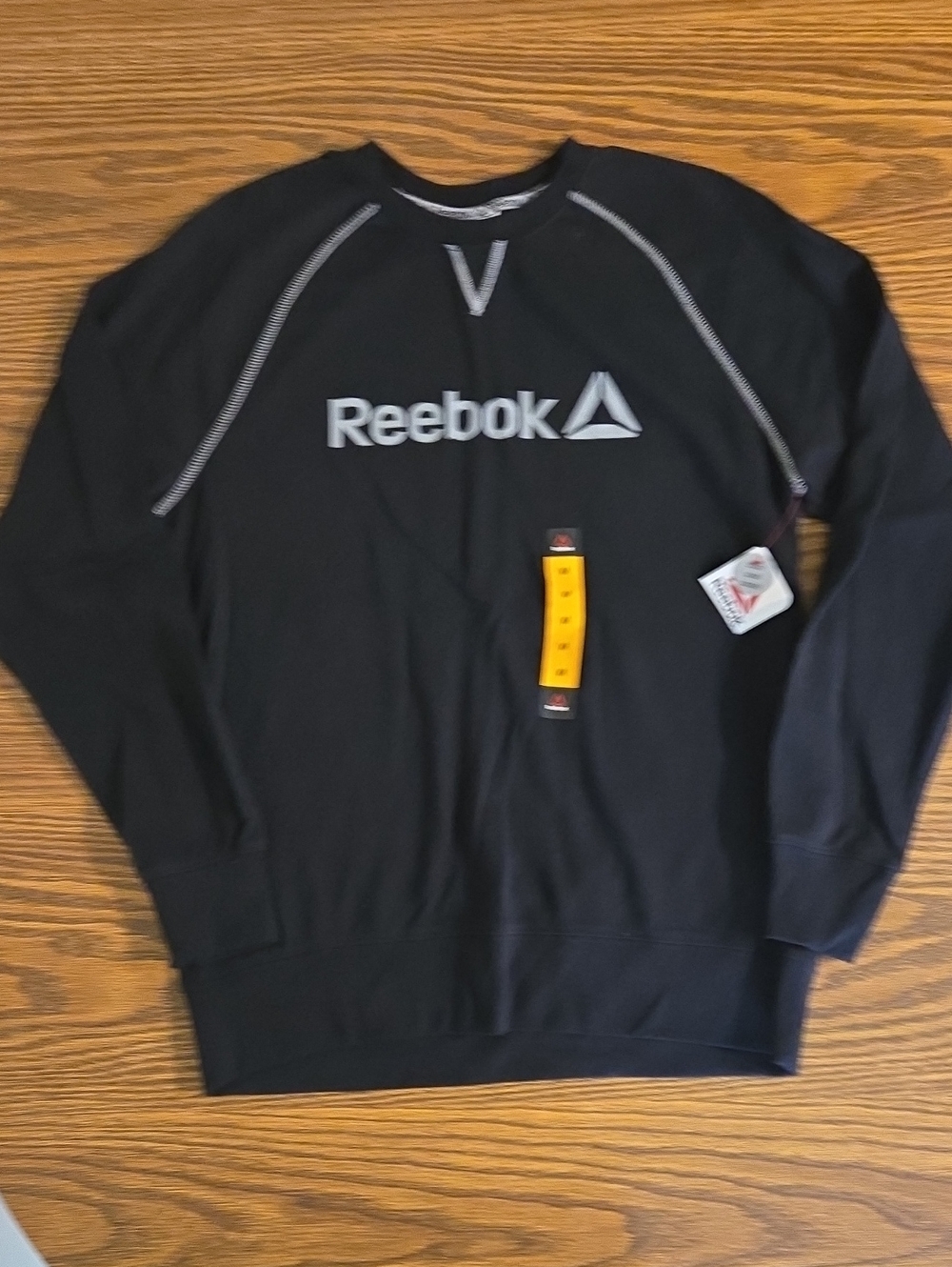 Reebok Men’s Black Crewneck Pullover with White Logo